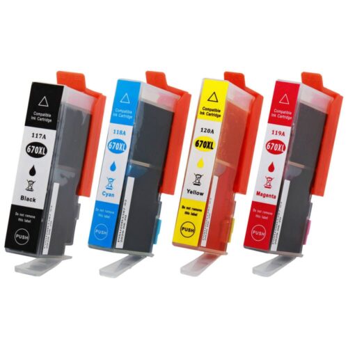 Kit 04 Cartuchos Compatíveis Hp 670xl • 670 Preto e Colorido