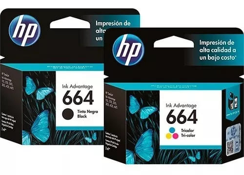 Kit 02 Cartucho Hp 664 F6V29AB Preto | 664 F6V28AB Color