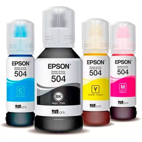 Kit 04 Cores Tinta Epson T504 | Ecotank L4150 L4160 L4260