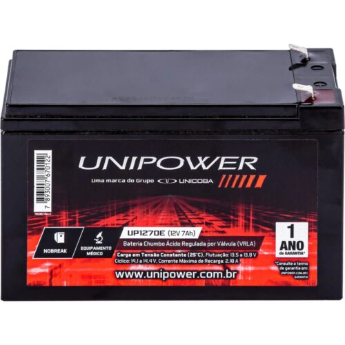Bateria Selada Unipower VRLA 12v-7Ah  UP1270E-Nobreak